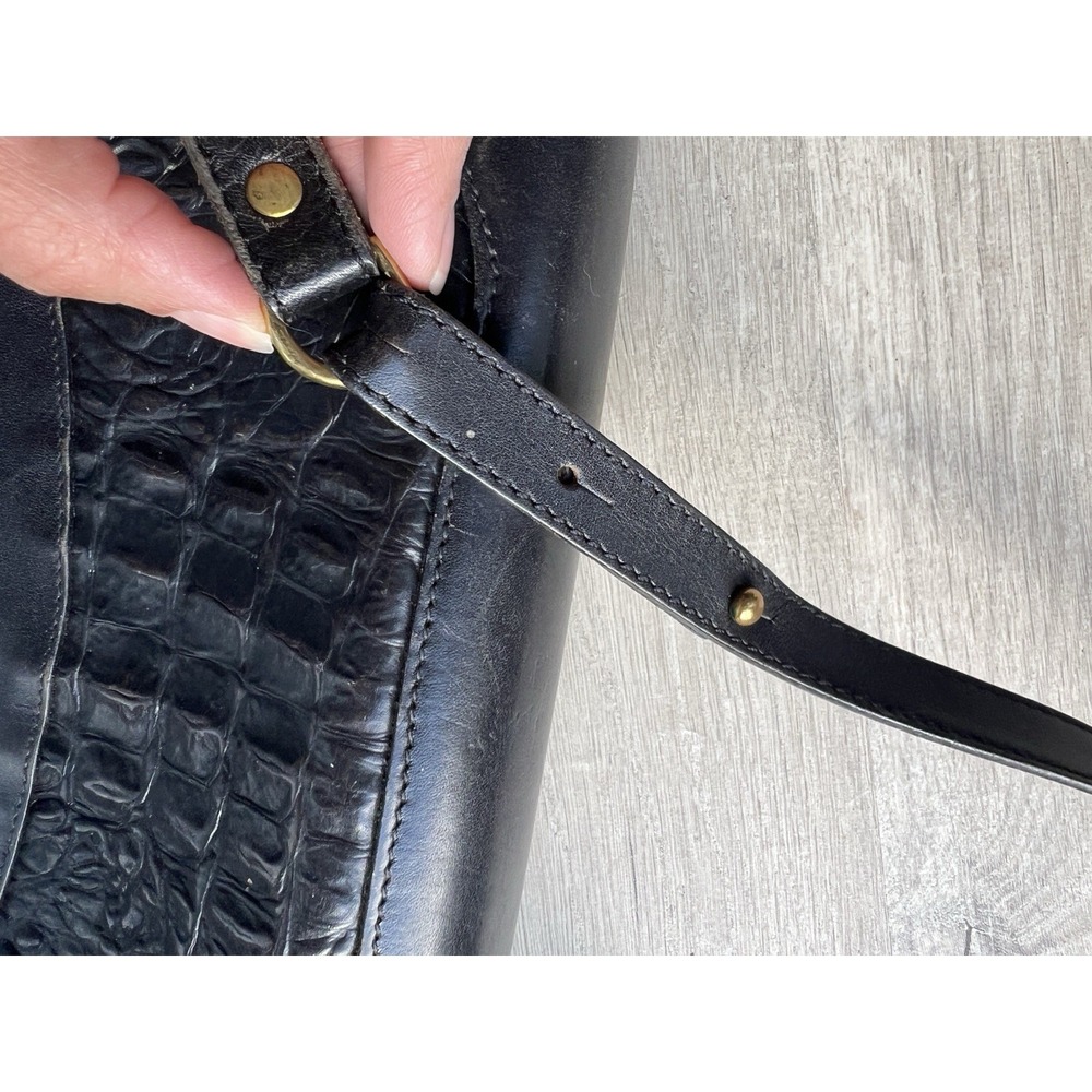 Brahmin Vintage Crossbody Bag Black Croc Embossed Leather Adjustable Strap - Picture 9 of 12